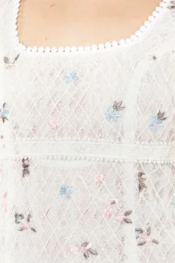 Embroidered Lacey Trellis Mini Dress