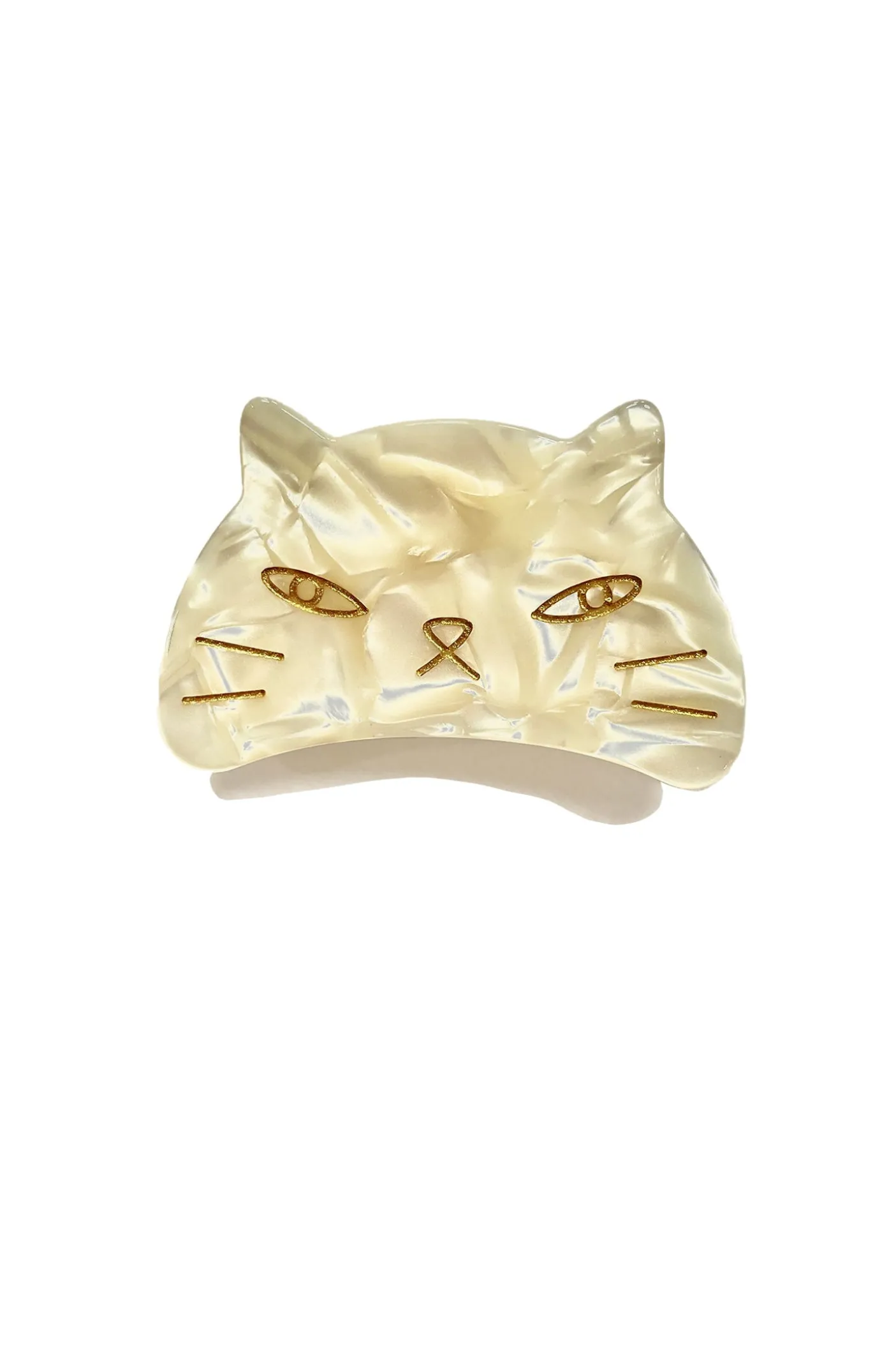 Etched Large Cat Jaw Clip Ivory