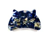 Etched Large Cat Jaw Clip Moon Navy