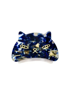 Etched Large Cat Jaw Clip Moon Navy