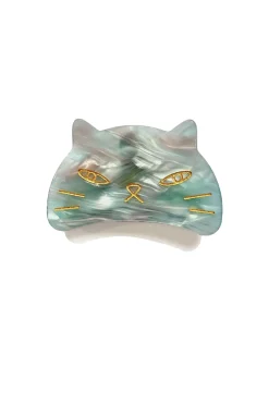 Etched Large Cat Jaw Clip Sky Blue
