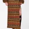 Fair Isle Fleece Maxi Skirt with Slit