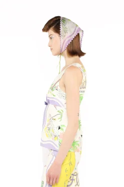 Florida Cotton Sateen Sleeveless Bow Top