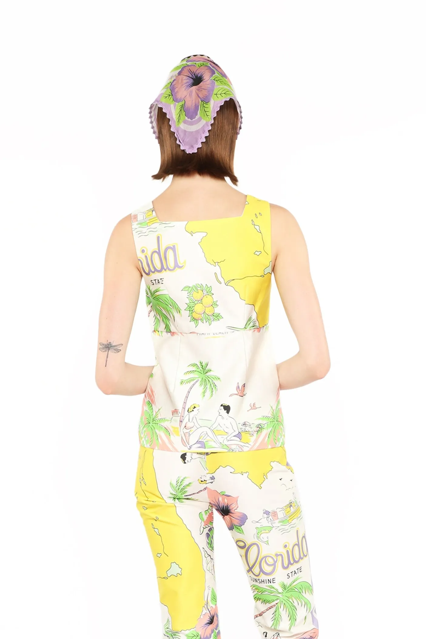 Florida Cotton Sateen Sleeveless Bow Top