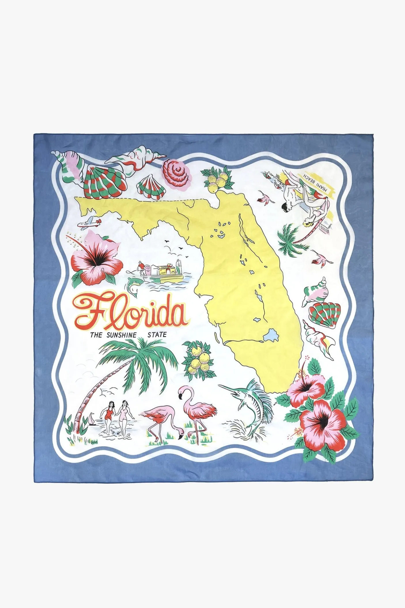 Florida Silk Voile Square Scarf- Blue