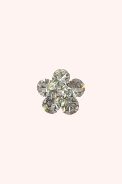 Gemstone Flower Hair Pin Silver