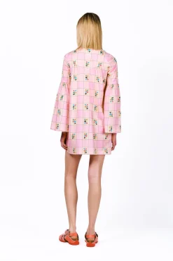 Giant Floral Gingham Embroidered Dress