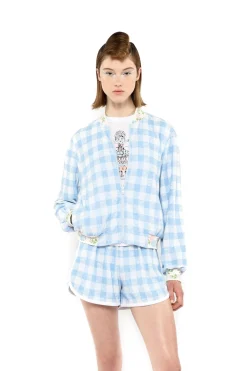 Gingham Terry Baseball Jacket