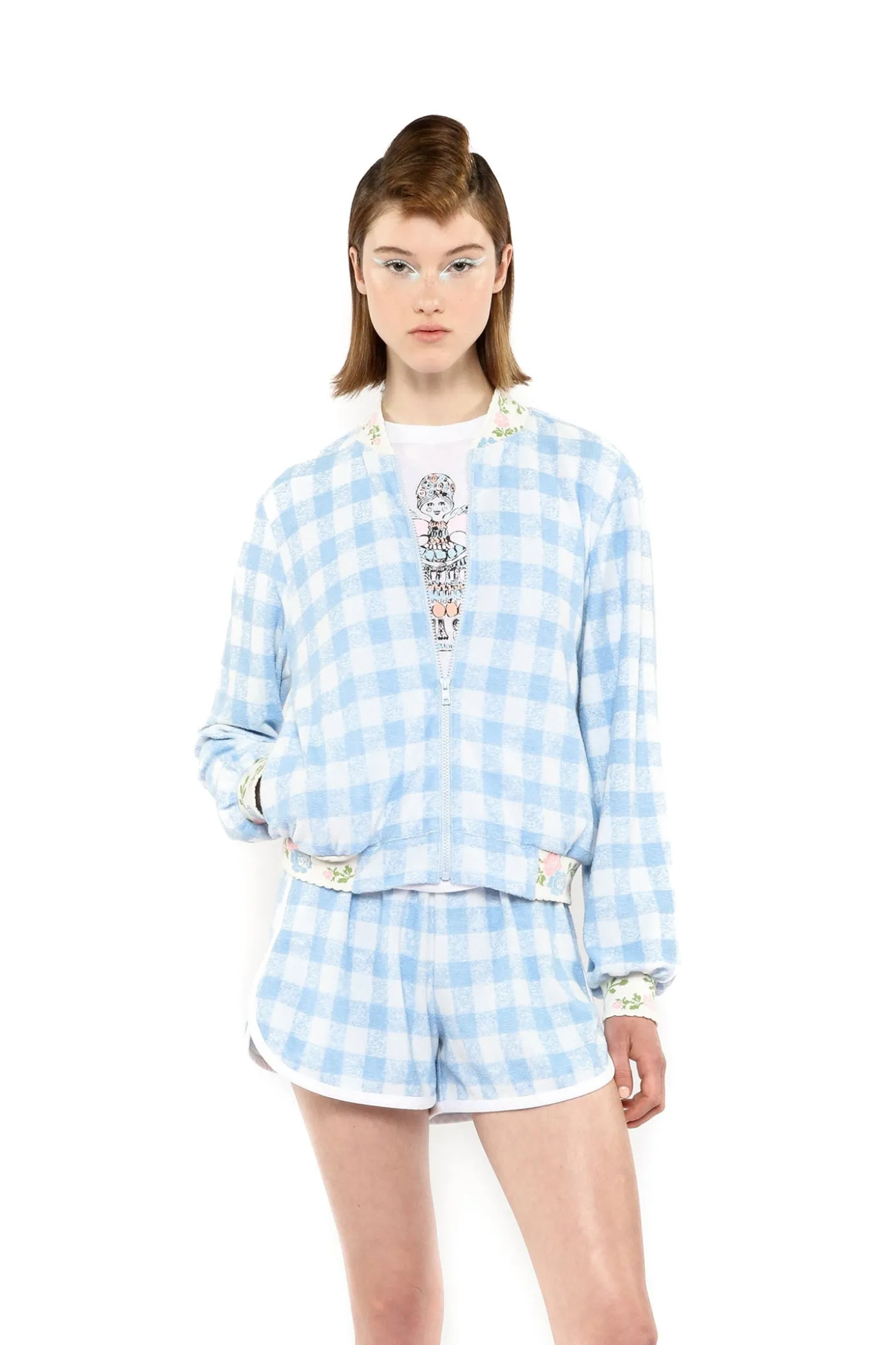 Gingham Terry Baseball Jacket