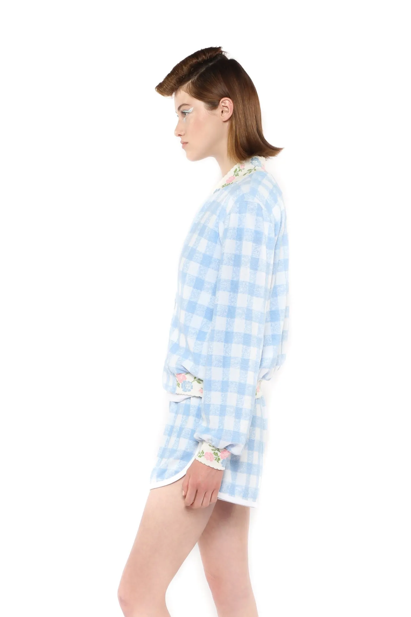 Gingham Terry Baseball Jacket