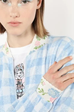 Gingham Terry Baseball Jacket