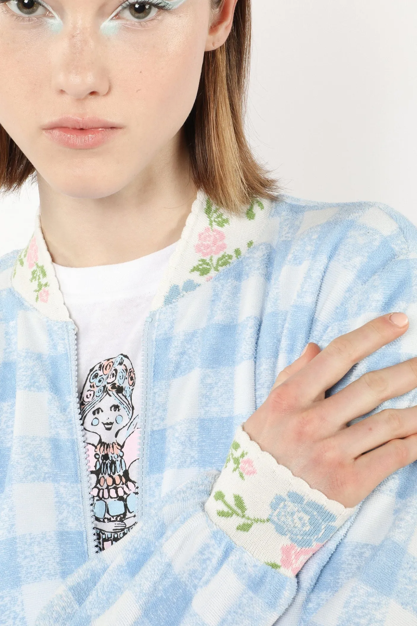 Gingham Terry Baseball Jacket