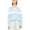 Gingham Terry Long Sleeve Top