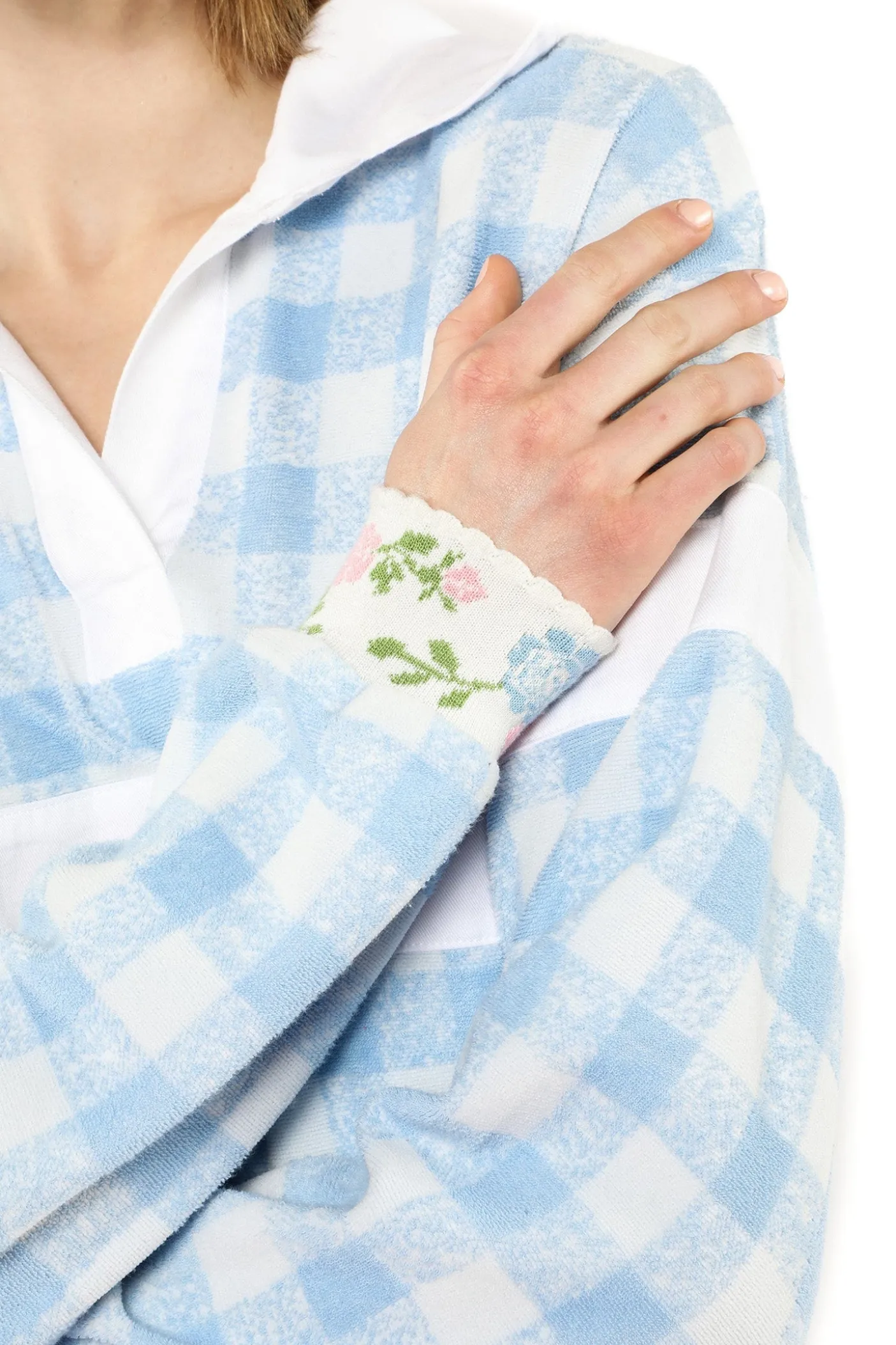Gingham Terry Long Sleeve Top