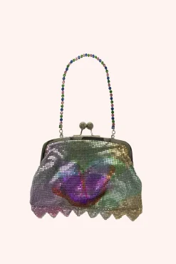 Impressionism Butterfly Chainmail Purse Silver