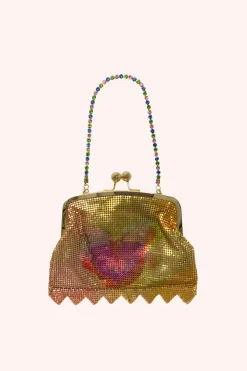 Impressionism Butterfly Chainmail Purse Gold