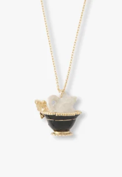 Jeweled Cat & Butterfly Chalice Necklace