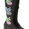 John Fluevog x Anna Sui Butterfly Boots- Black Denim