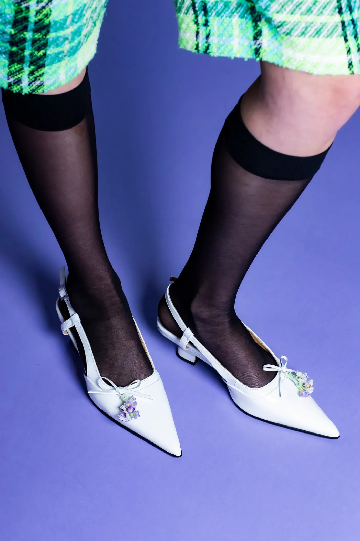 John Fluevog x Anna Sui Slingback Heels- White