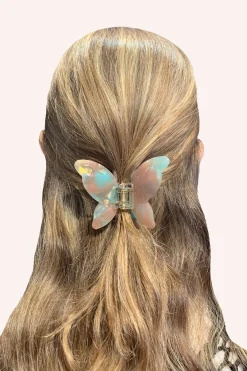 Large Gemstone Butterfly Jaw Clip Minty-Sand