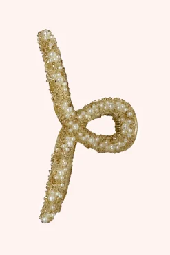 Large Pearl Encrusted French Jaw Clip Ivory