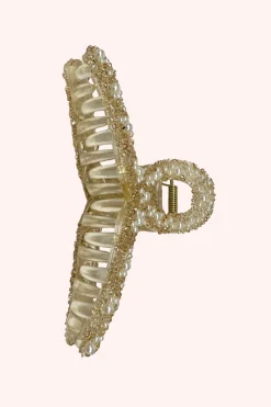 Large Pearl Encrusted French Jaw Clip Ivory