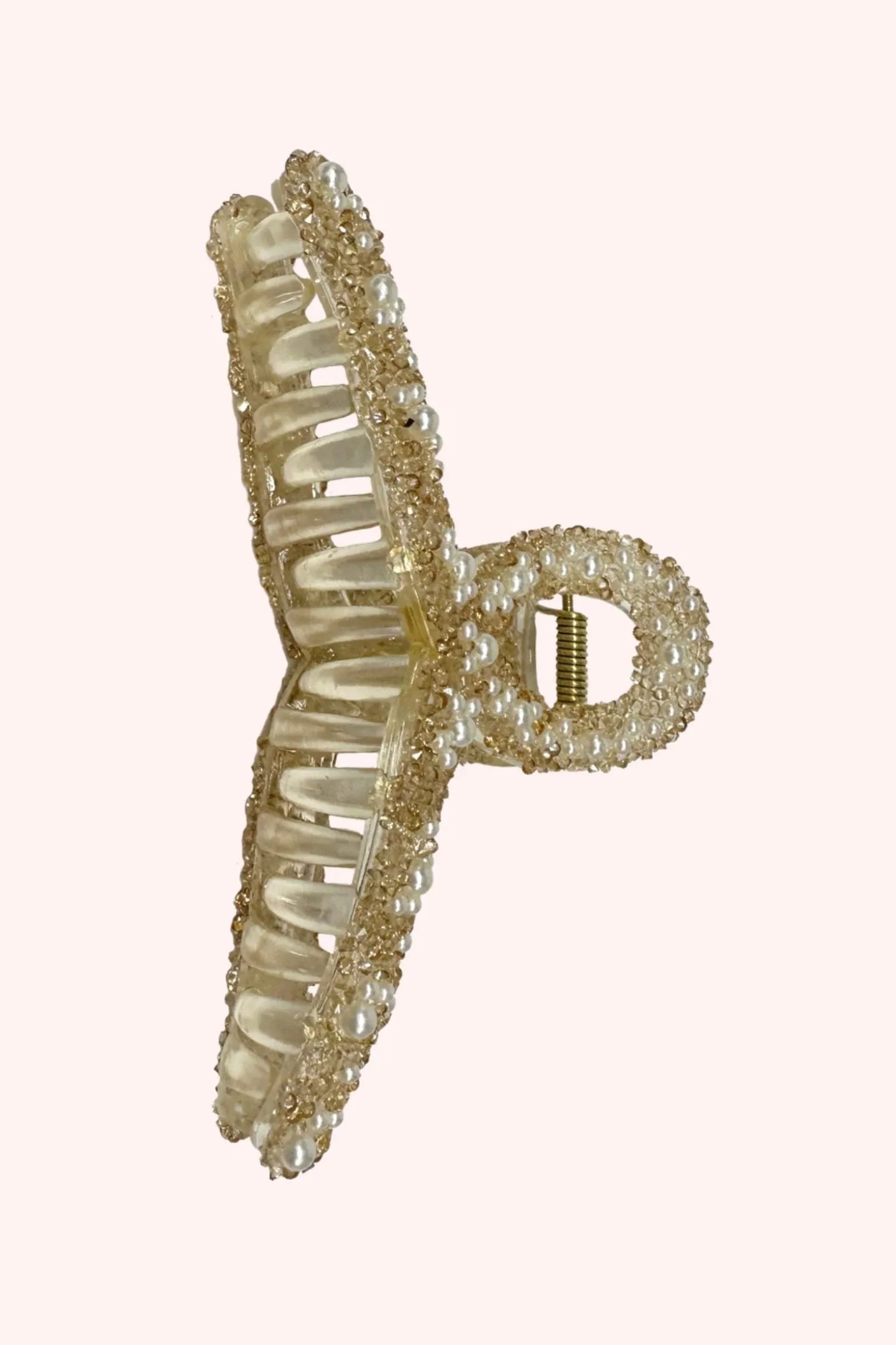 Large Pearl Encrusted French Jaw Clip Ivory