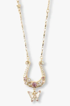 Lucky Horseshoe Charm Necklace - Gold