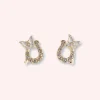 Lucky Horseshoe Stud Earrings - Gold