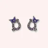 Lucky Horseshoe Stud Earrings - Gunmetal