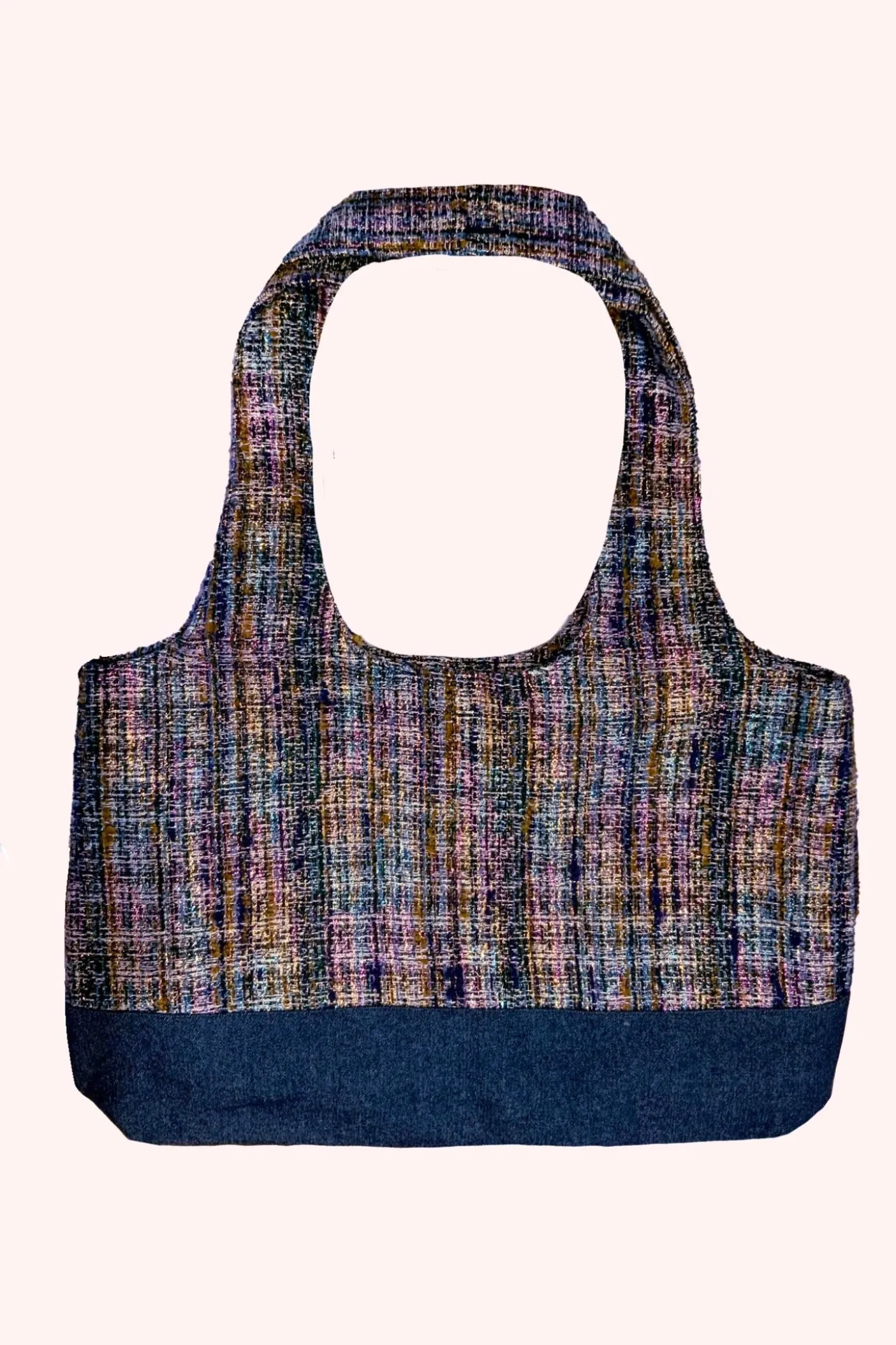 Lurex Tweed & Denim Tote Bag