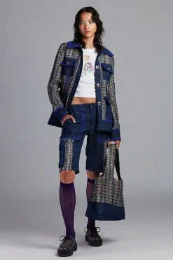 Lurex Tweed & Denim Tote Bag