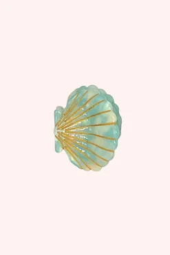 Medium Ivory Aqua Pastel Sea Shell Jaw Clip