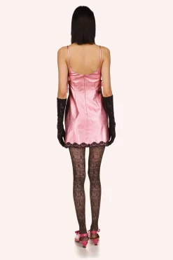 Metallic Faux Leather Mini Dress