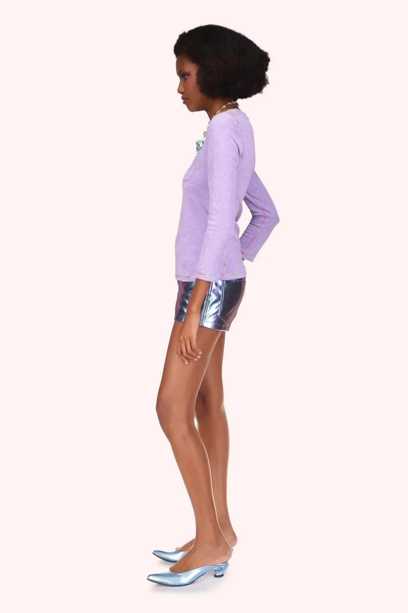 Metallic Faux Leather Shorts
