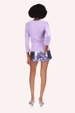 Metallic Faux Leather Shorts