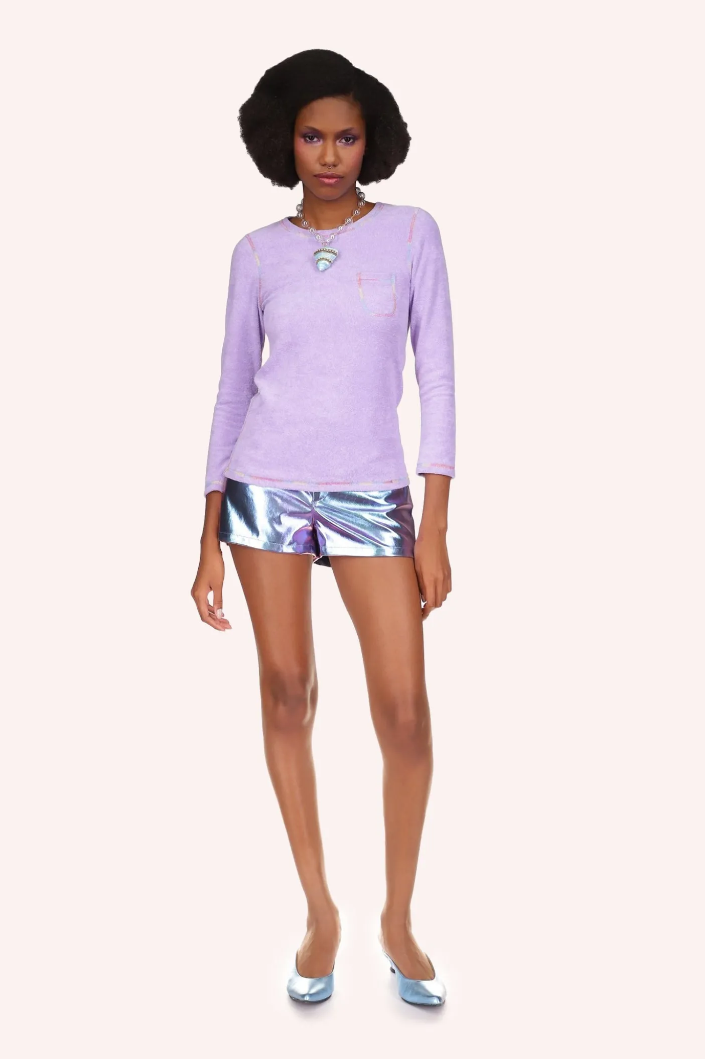 Metallic Faux Leather Shorts