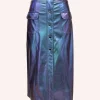 Metallic Faux Leather Skirt