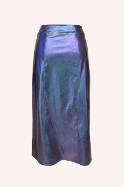 Metallic Faux Leather Skirt