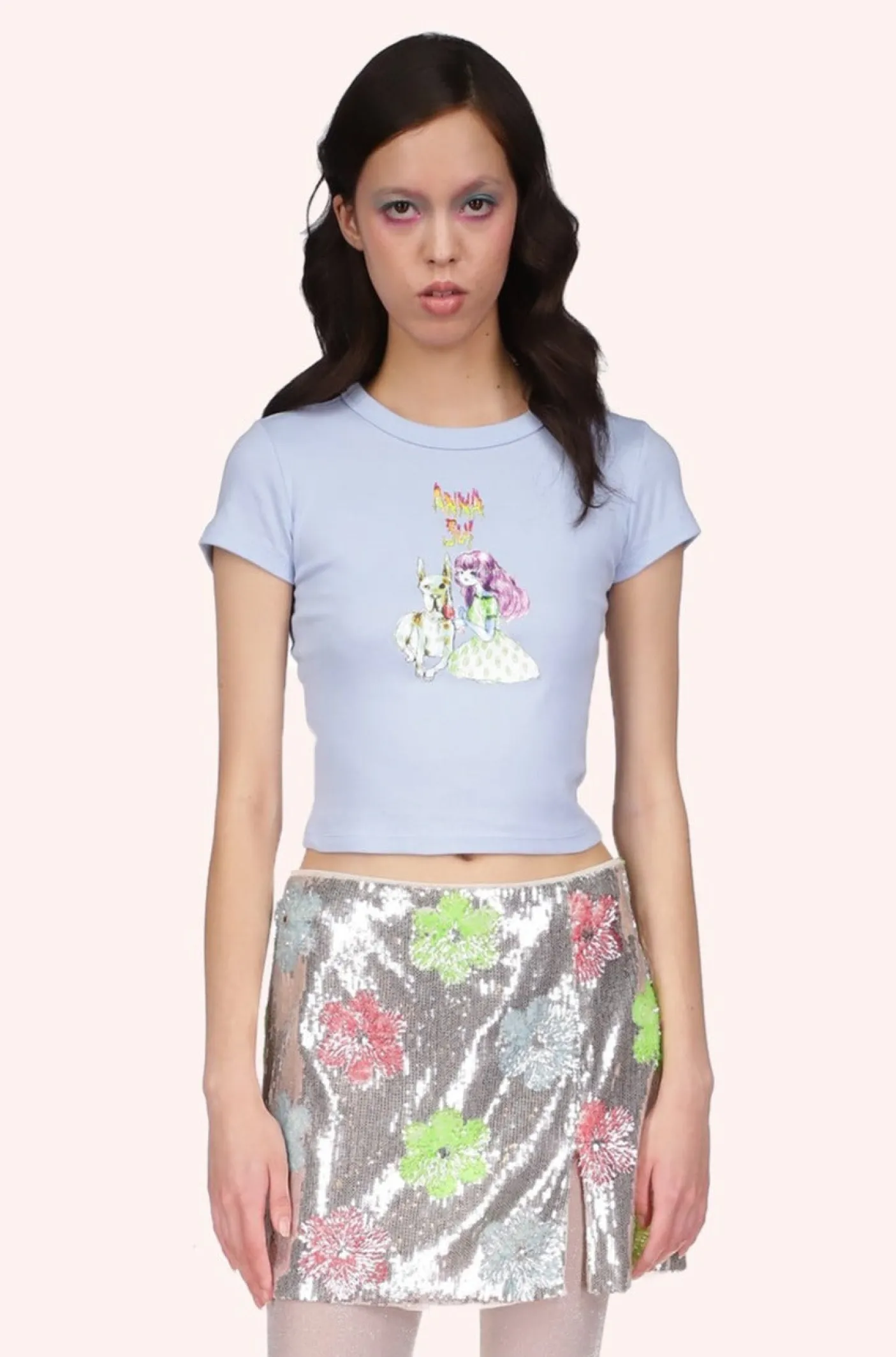 Micro Ribbed Baby Tee- Baby Blue