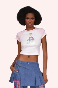 Micro Ribbed Raglan Baby Tee Pink