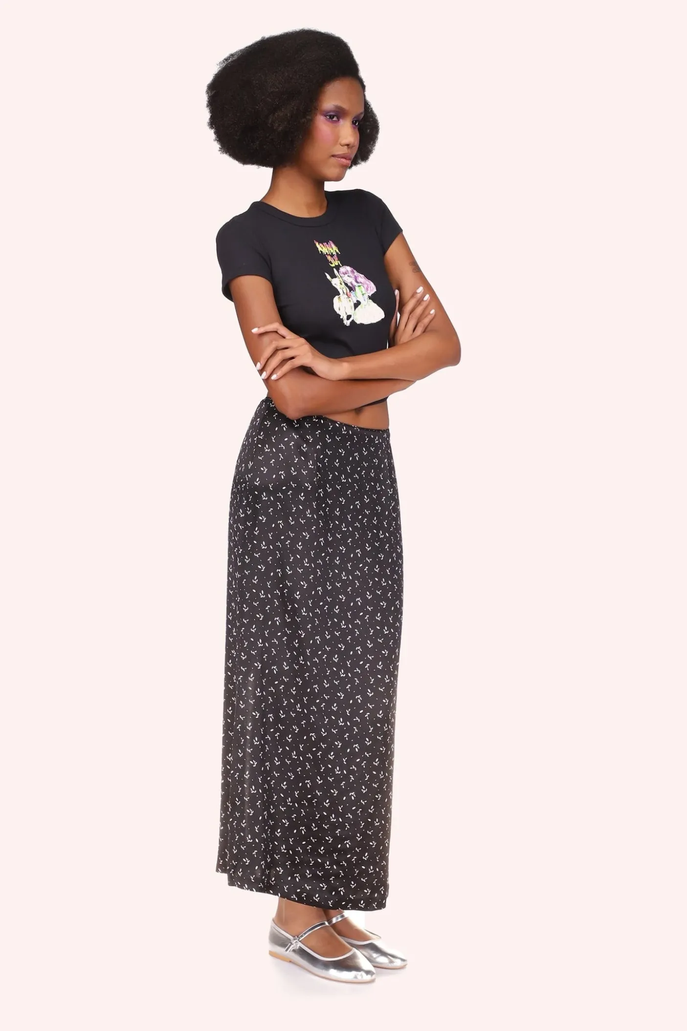 Mini Rosebud Satin Skirt