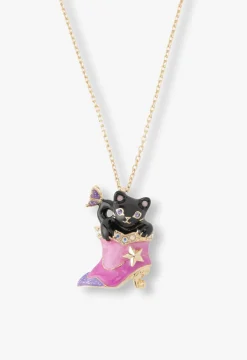 Mystical Cat & Butterfly Boot Necklace