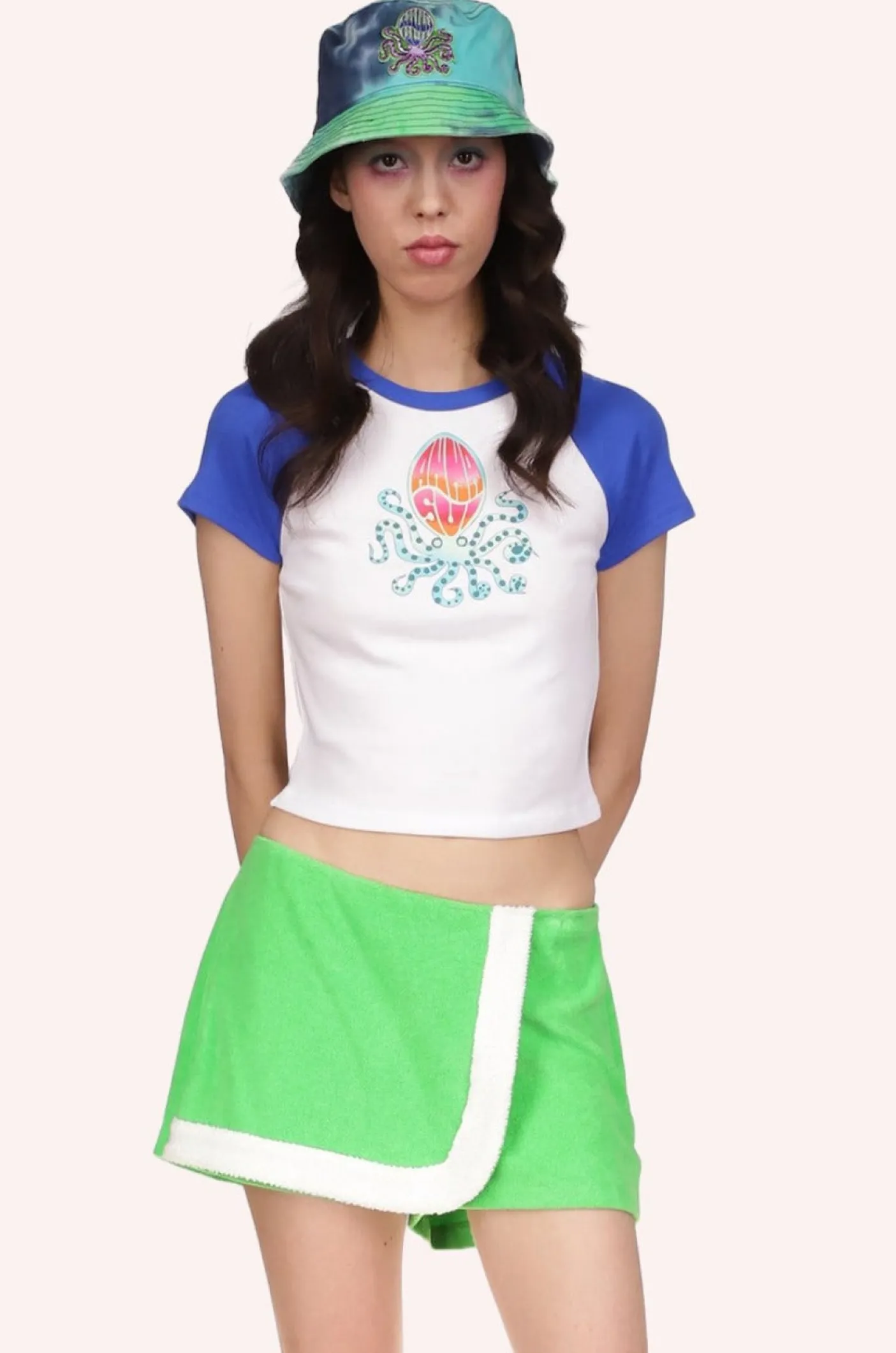 Octopus Raglan Baby Tee Blue