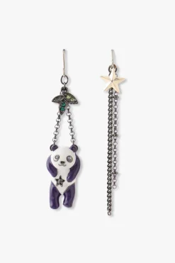 Panda Drop Chain Earrings