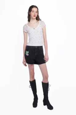 Pansy Stretch Lace Short Sleeve Top