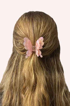 Pastel Iridescent Butterfly Jaw Clip Pink