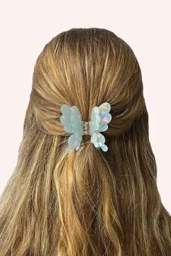 Pastel Iridescent Butterfly Jaw Clip Aqua