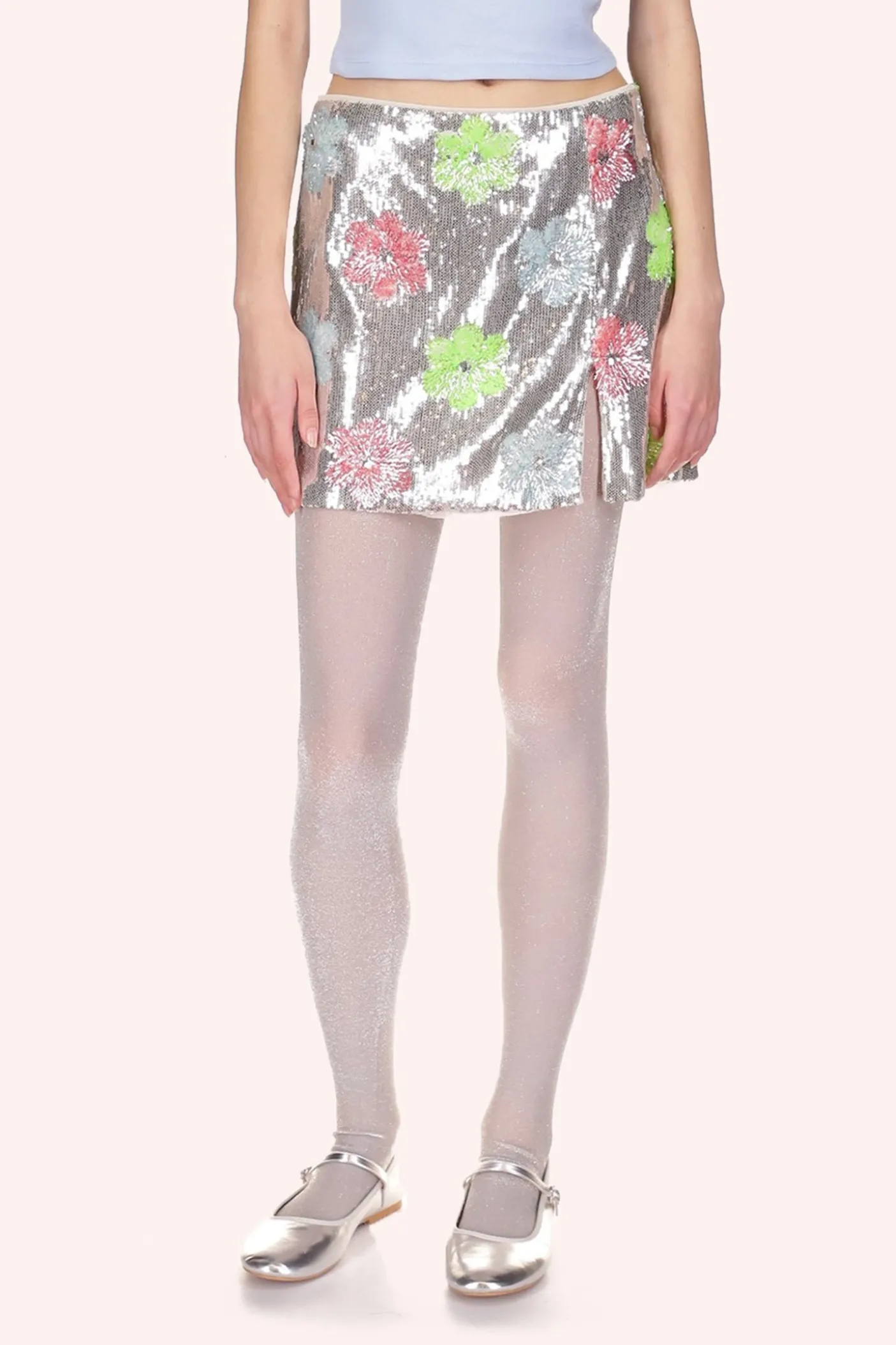 Pastel Posies Sequin Mini Skirt