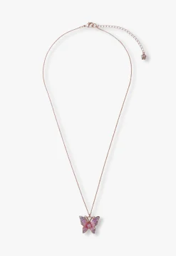 Pink & Lavender Butterfly Glow Necklace- Rose Gold
